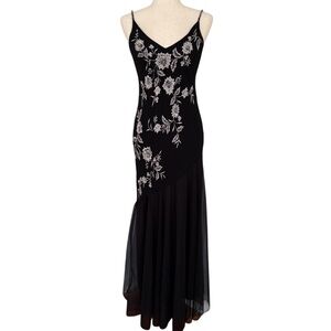Beaded Floral Embroidered Silk Dress